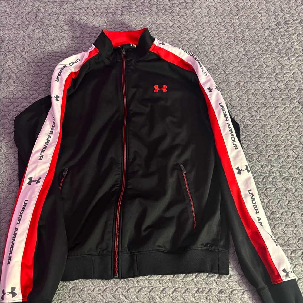 LG Black and Red Performance Jacket with Stand-Up Collar